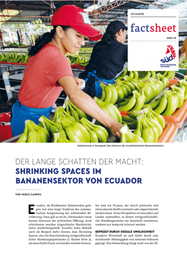 Factsheet: Der lange Schatten der Macht: Shrinking Spaces im Bananensektor von Ecuador