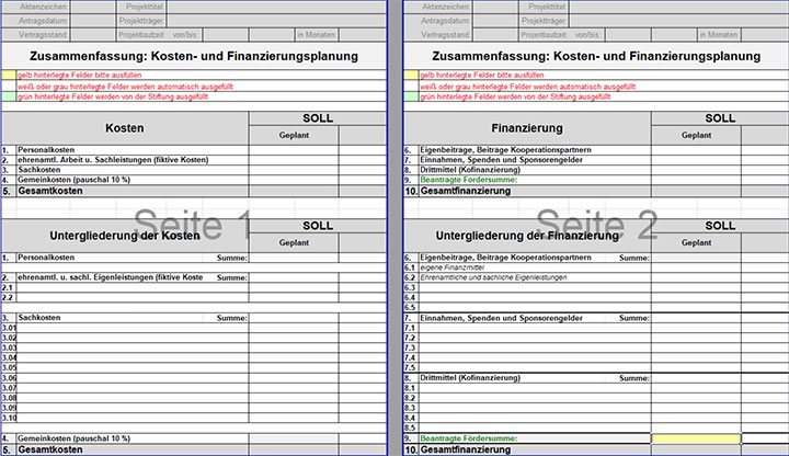 Kapitel_2_Excelansicht Screenshot des Kosten- und Finanzierungsplans