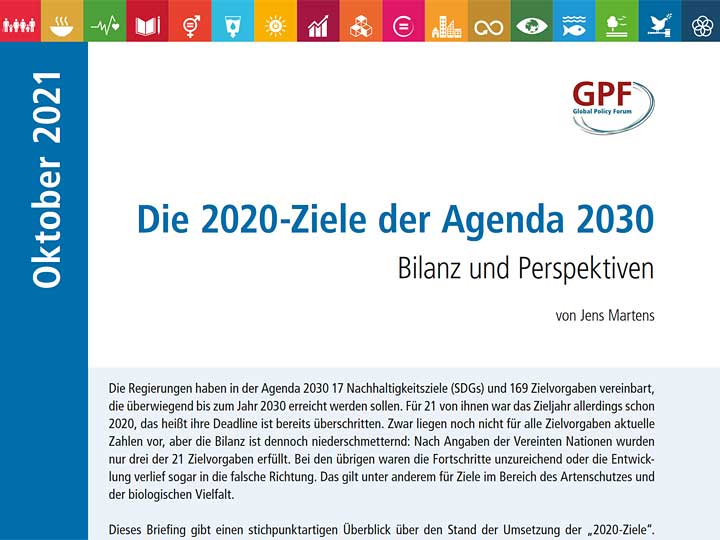Die 2020-Ziele der Agenda 2030