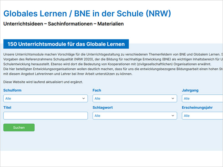 Datenbank Globales Lernen / BNE in der Schule (NRW)