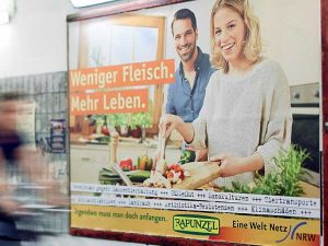 Plakat: Weniger Fleisch. Mehr Leben