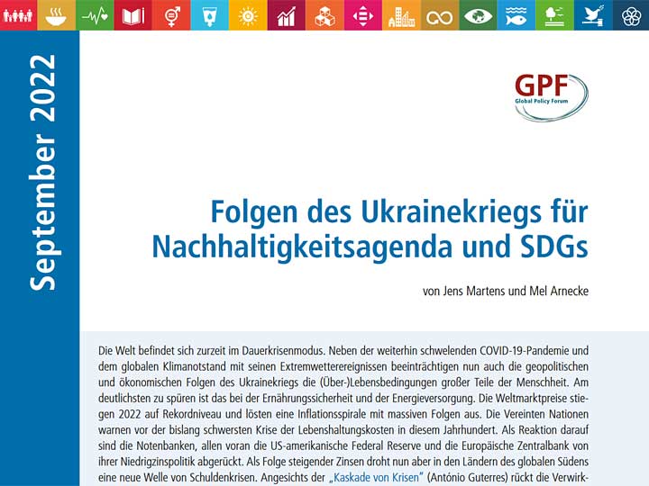 GPF - Folgen des Ukrainekriegs für Nachhaltigkeitsagenda und SDGs